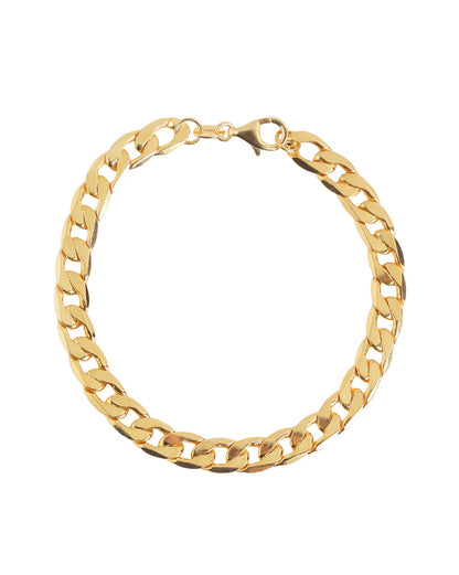 Premium 18kt Gold Plated Diamond Cut Curb Chain Bracelet for Men