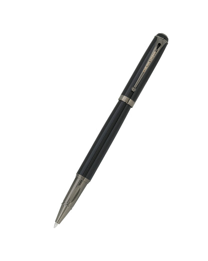 Black and Silver Toned Executive Luxury Writing Roller Ball Pen with Clip and Smooth Ink Flow