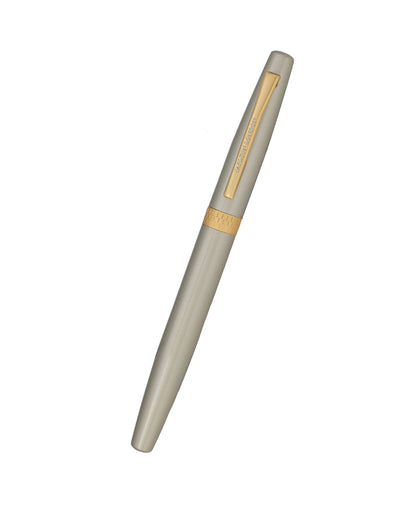 Grey and Gold Toned Elegant Executive Writing Roller Pen with Clip