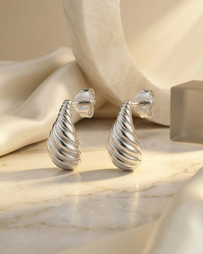 Rhodium Plated Seashell Mini Stud Earring