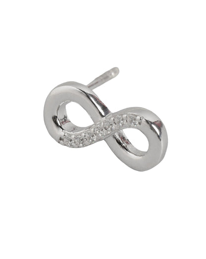925 Sterling Silver Rhodium Plated CZ Infinity Petite Stud Earring