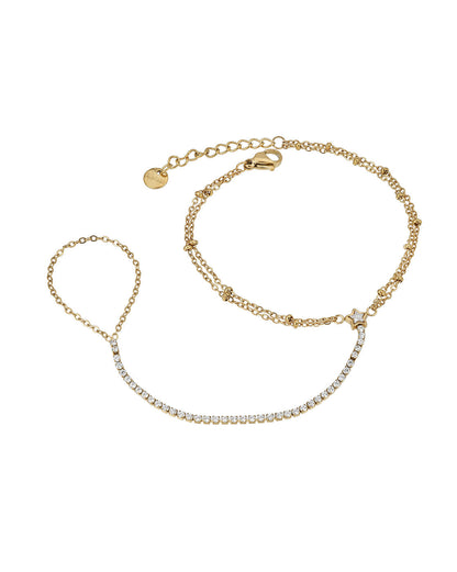 Premium Gold Plated Star CZ studded Hand Chain Bracelet
