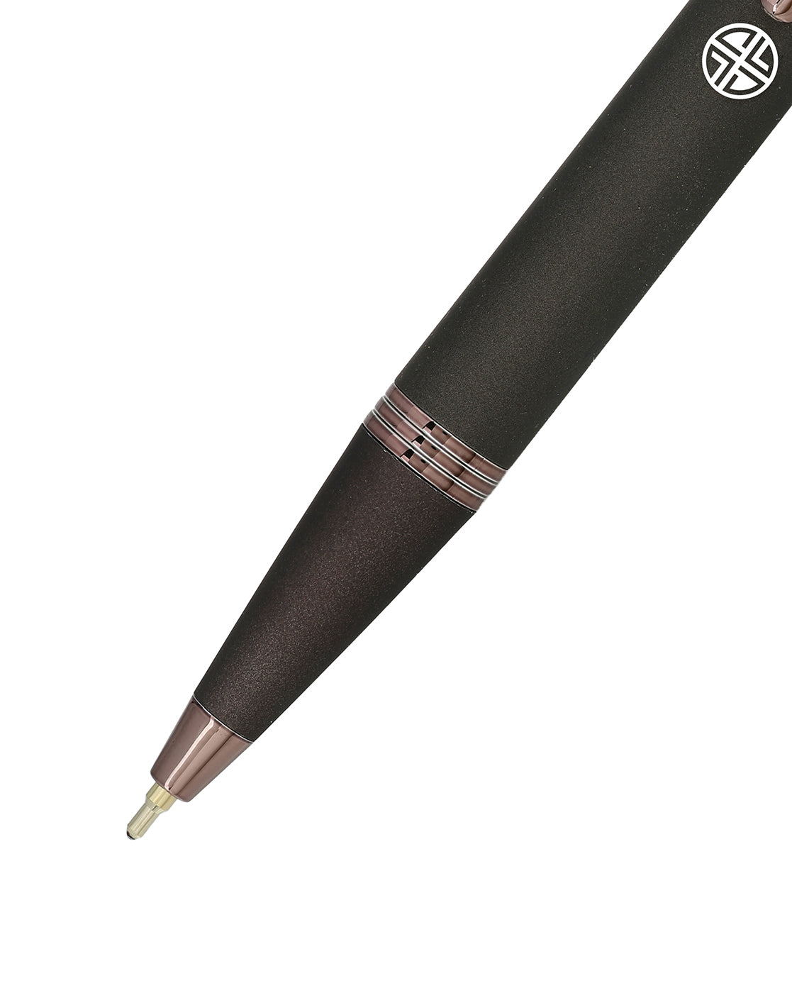 Black and Silver Toned Clicker Button Ball Pen with Smooth Ink and Fine Tip