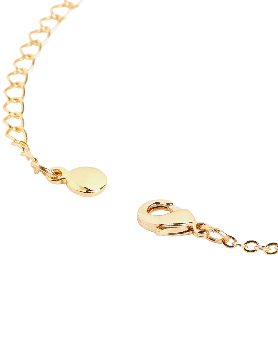 Gold Plated Designer Tapered Baguette Studded Curved Bar Necklace