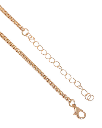 Men Stainless Steel Rose Gold Plated Black Stone Octagon Pendant and Chain