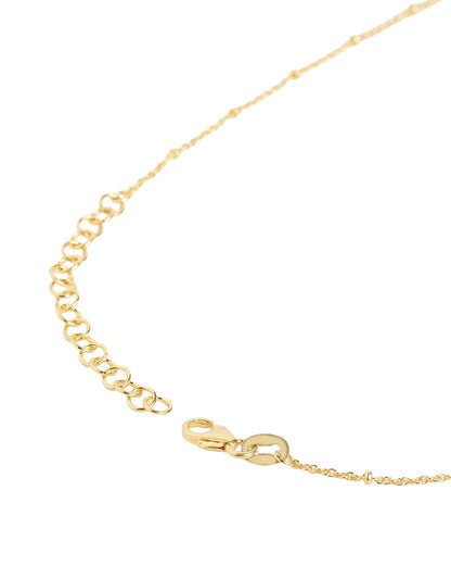 18KT Gold Plated Graduated Solitaire Drop Necklace with Fancy Chain