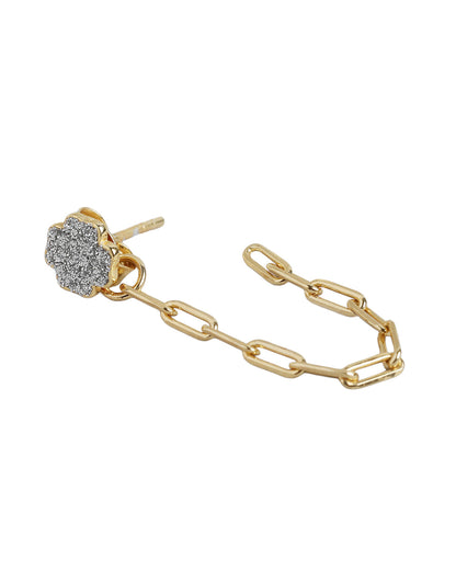 925 Sterling Silver 18kt Gold Plated CZ Dangling  Chain Stud Earring