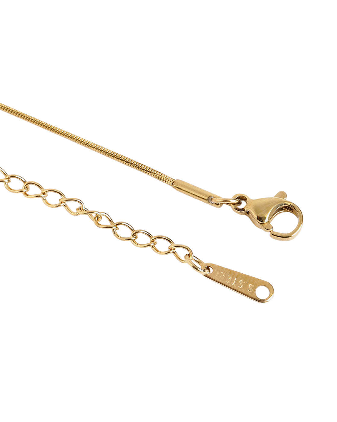 Gold Plated Emerald Green Glass Pendant &amp; Stainless Steel Chain