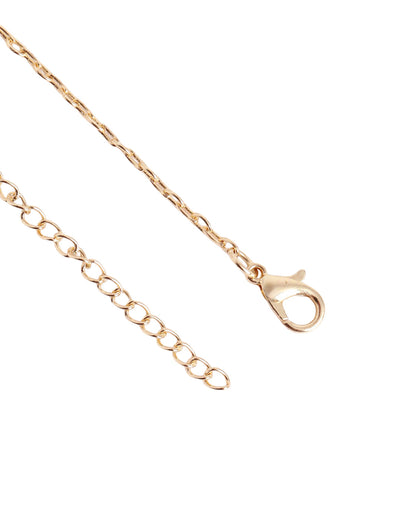 Gold Toned Fashionable Pink Crystal Solitaire Charm Necklace