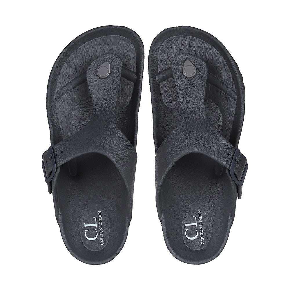 Men Solid Thong Slide with Adjustable Strap