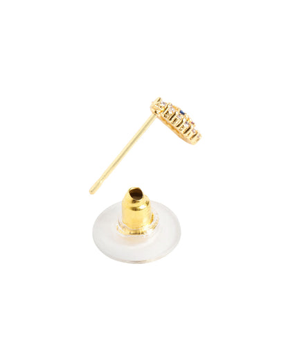 Gold Plated Elegant Multi Colour CZ Studded Tear Drop Petite Stud Earring