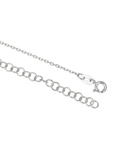 Rhodium Plated Solitaire Studded Heart Pendant and Chain Necklace