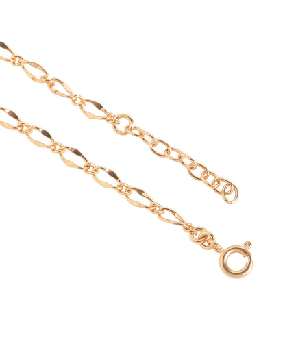18kt Rose Gold Plated Textured Link Chain Adjustable  Bracelet