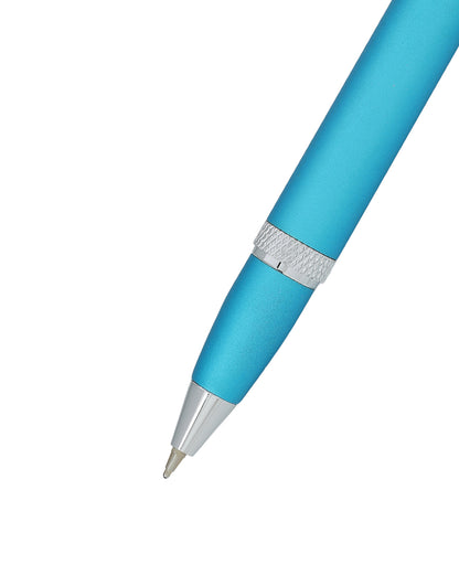 Sky Blue &amp; Silver Toned Elegant Executive Writing Roller Ball Pen with Fine Tip and Megnetic Cap