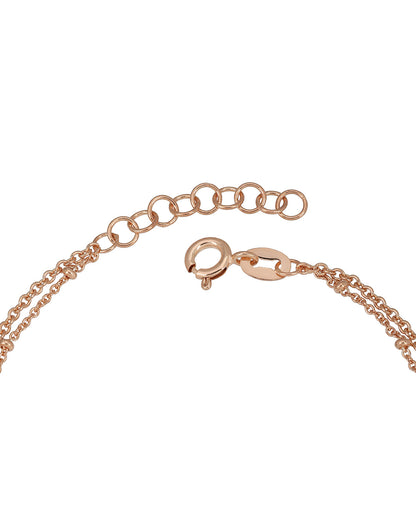 18kt Rose Gold Plated CZ Double Chain Wraparound Bracelet
