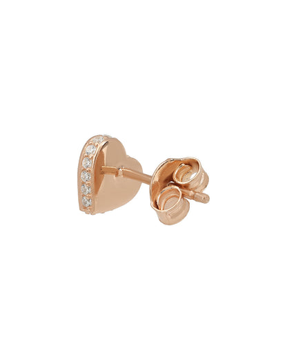 925 Sterling Silver with 18kt Rose Gold Plated CZ Petite Heart Stud Earring