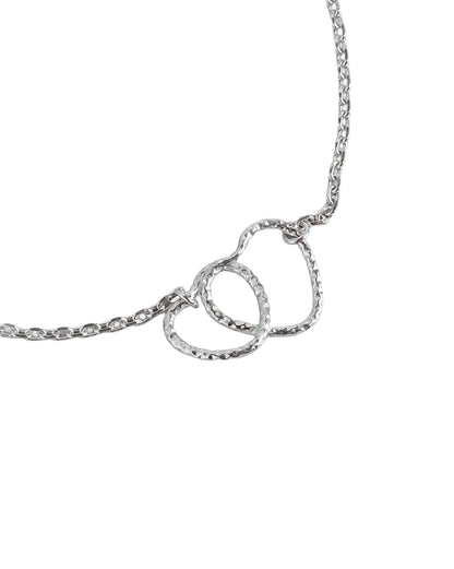 925 Sterling Silver Rhodium Plated Entangled Heart Charm Bracelet