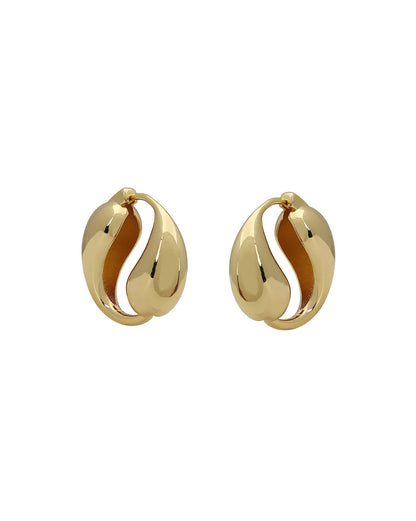 Premium Gold Plated Yin-Yang Teardrop Hoop Earring