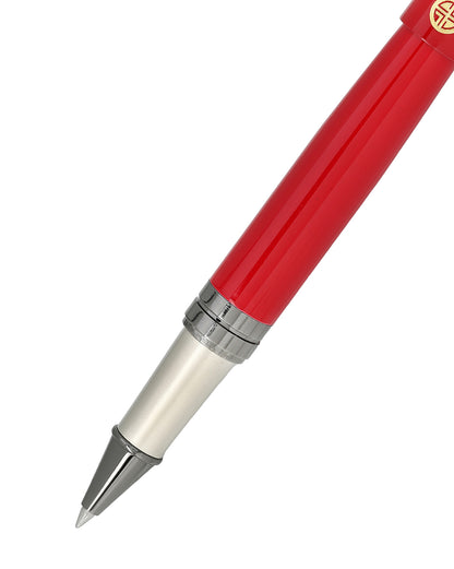 Red &amp; Metallic Toned Luxury Roller Ball Point Pen with Fine Tip &amp; Smooth Ink