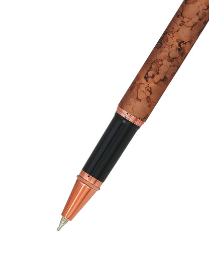 Rose Gold and Black Toned Elegant Metallic Writing Roller Ball Pen with Smooth Ink &amp; Clip