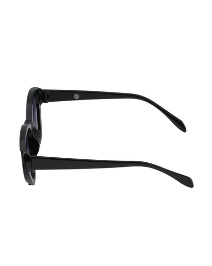 Women Black Toned UV Protected Purple Lens Cateye Sunglasses