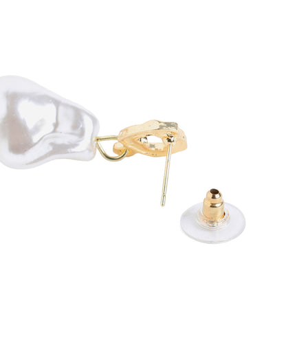 Gold Plated Hi-Fashion Baroque Pearl Earrings
