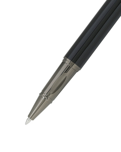 Black and Silver Toned Executive Luxury Writing Roller Ball Pen with Clip and Smooth Ink Flow