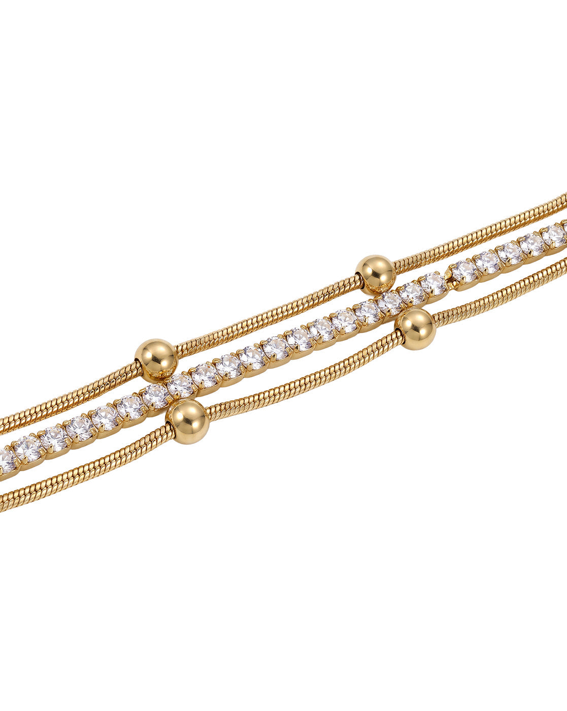Gold Plated CZ Studded and Layered Tennis Bracelet