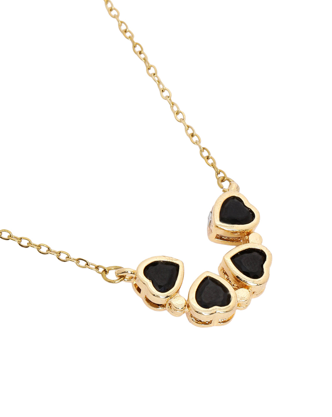 2 Way Wear Magnetic Heart Clover Black Stone Pendant Necklace
