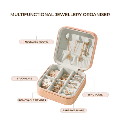 PU Mini Travel Jewellery Organizer Squart Peach  - CLJW-07