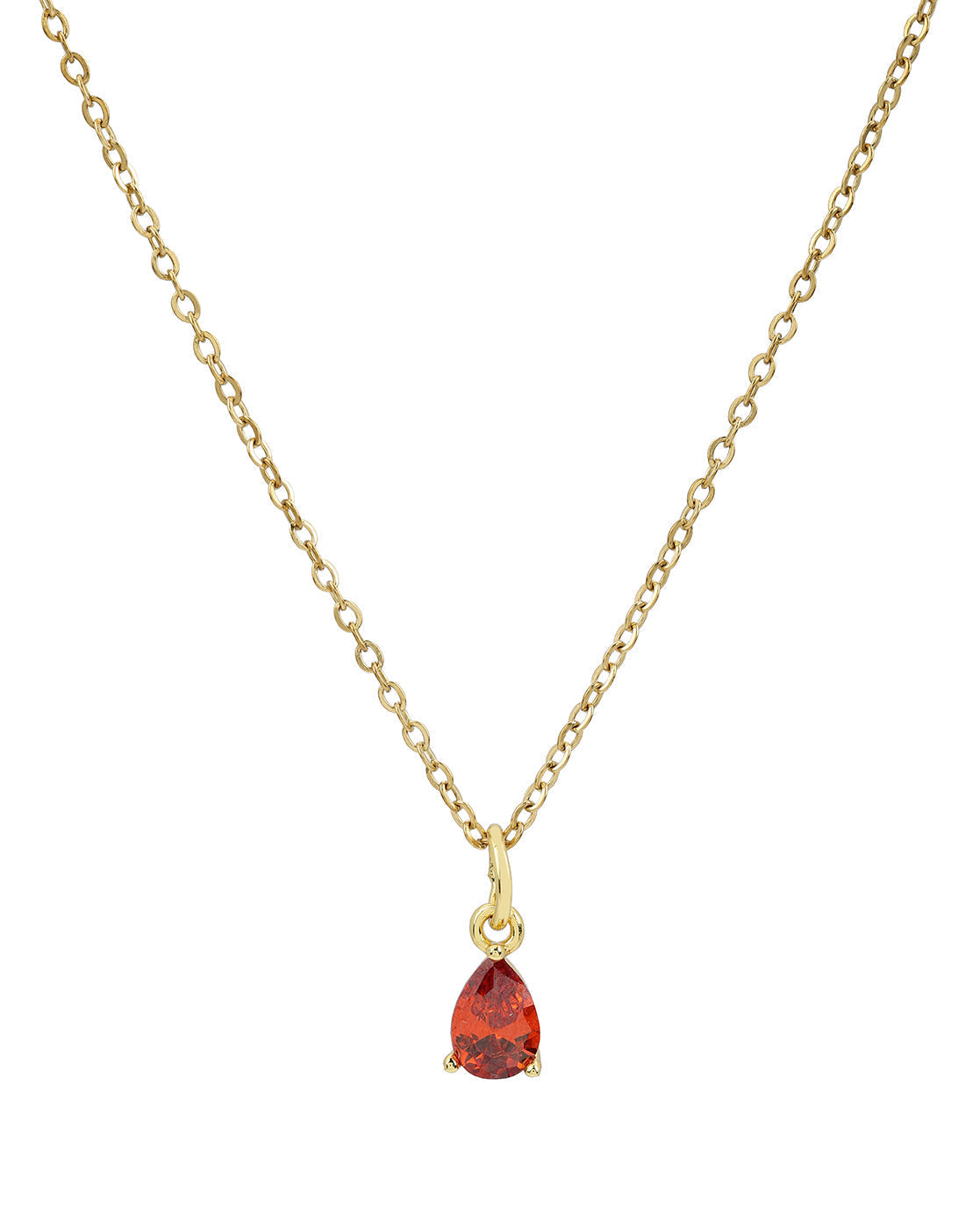 18kt Gold Plated CZ-Heart-Teardrop-Baguette &amp; Round Interchangeable Solitaire Pendant with Chain Necklace