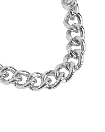 Men Silver Plated Curb Chain Bracelet