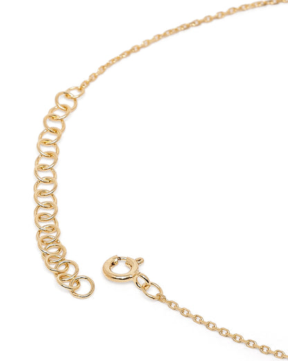 18kt Gold Plated Green Stone Square Pendant and Chain