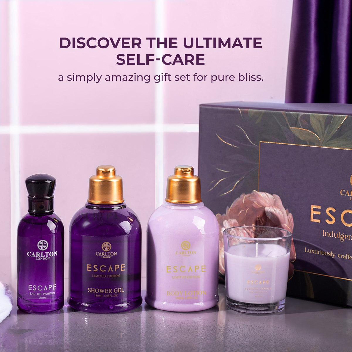 Escape Gift Set Of 4 Lotion Gel Perfume &amp; Candle - 430Ml