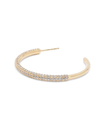 18kt Gold Plated CZ Bold Half Hoop Earring