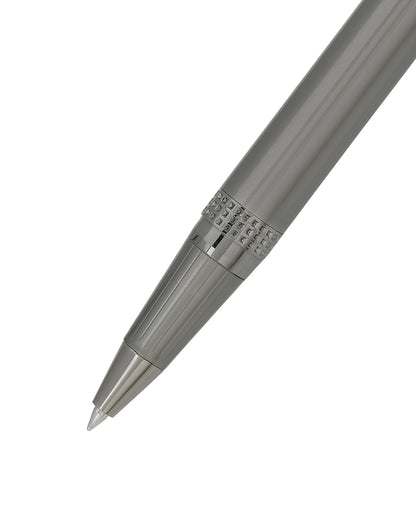 Metallic &amp; Silver Toned Luxury Ballpoint Roller Pen with Engraved Megnatic Cap and Metallic Finish Smooth Ink