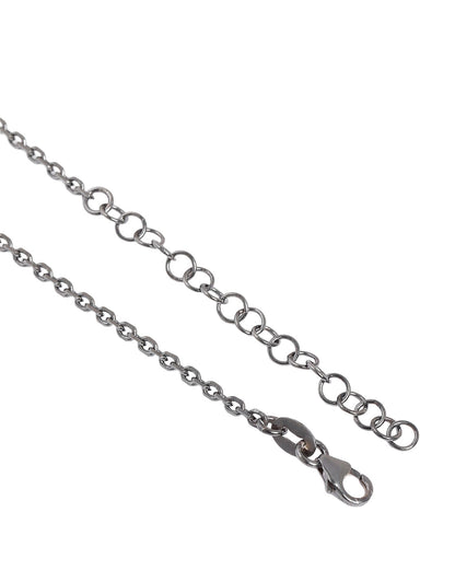 Men Silver Plated Oxidised Ring Pendant and Chain