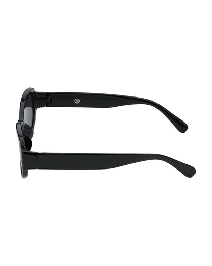 Women Black Toned UV Protected Black Lens Oval Retro Sunglasses