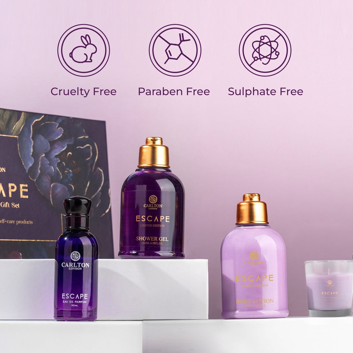 Escape Gift Set Of 4 Lotion Gel Perfume &amp; Candle - 430Ml