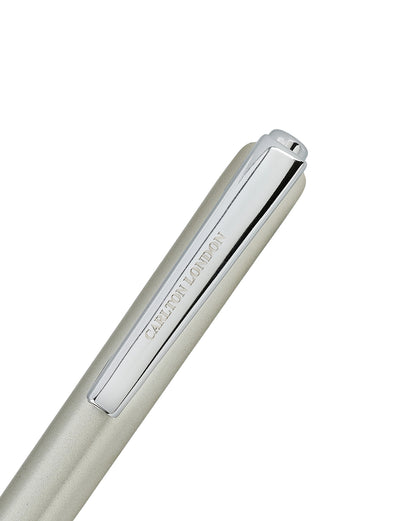Silver &amp; Teal Green Toned Smooth Ink Clicker Botton Writing Ball Pen with Grip and Fine Tip