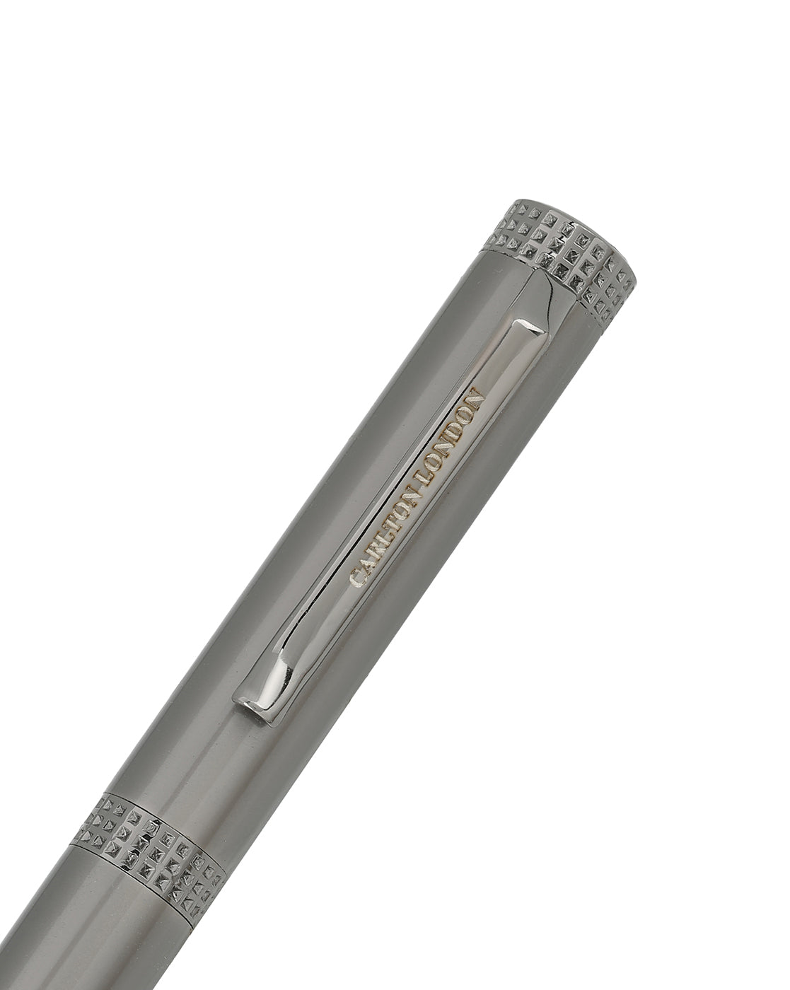 Metallic &amp; Silver Toned Luxury Ballpoint Roller Pen with Engraved Megnatic Cap and Metallic Finish Smooth Ink
