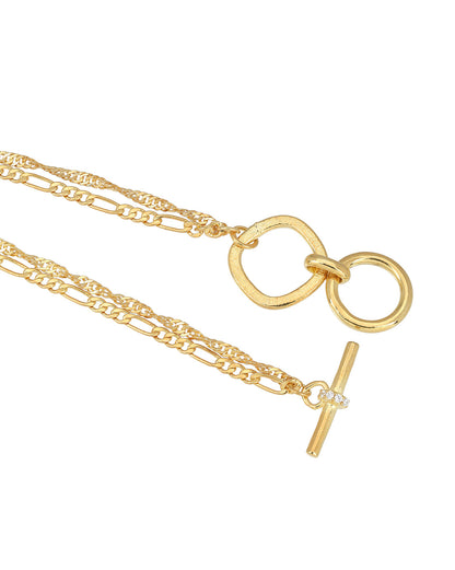 18kt Gold Plated CZ Wraparound Toggle Bracelet