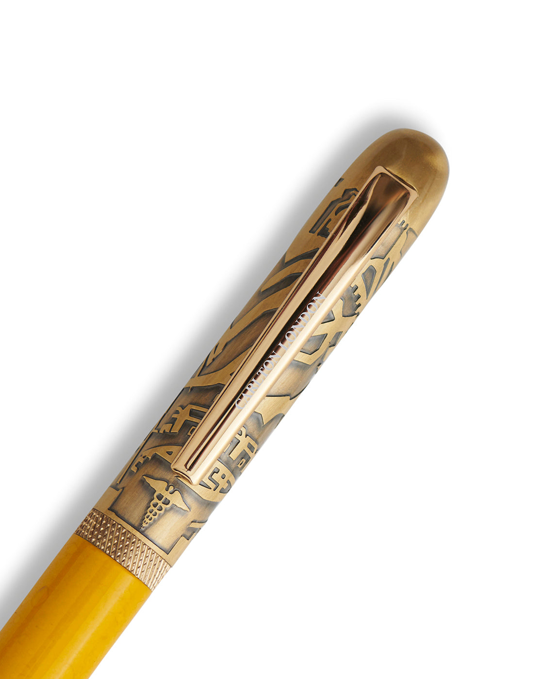 Yellow &amp; Black Toned Bold Everyday Writing Pen with Smooth Ink-Fine Tip and Magnetic Engraved Gold Cap