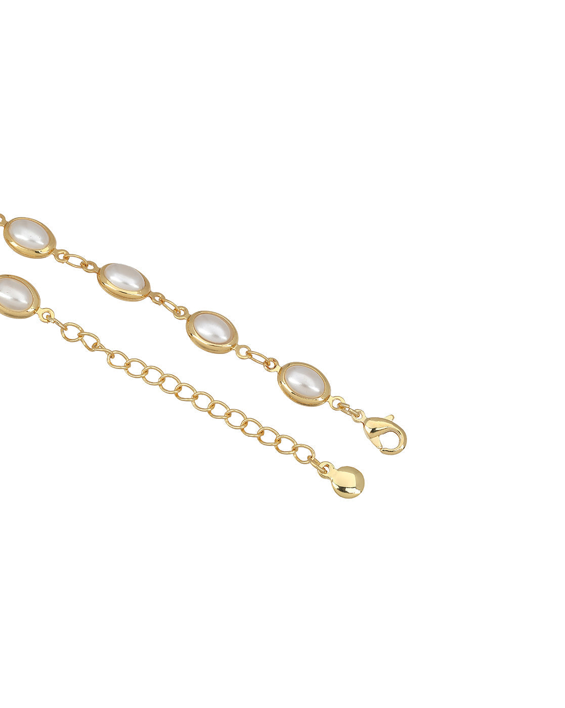 Gold Plated Elegant Oval Pearl Studded Bracelet
