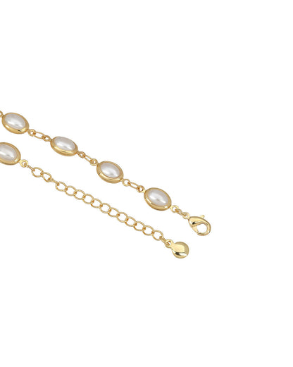 Gold Plated Elegant Oval Pearl Studded Bracelet
