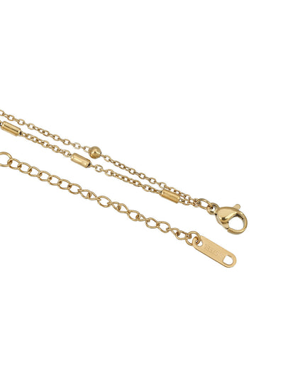 Premium Gold Plated Metallic Round CZ Studded Double Layered Bracelet