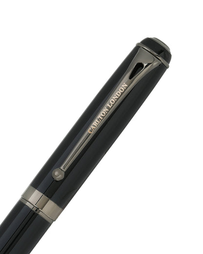 Black and Silver Toned Executive Luxury Writing Roller Ball Pen with Clip and Smooth Ink Flow