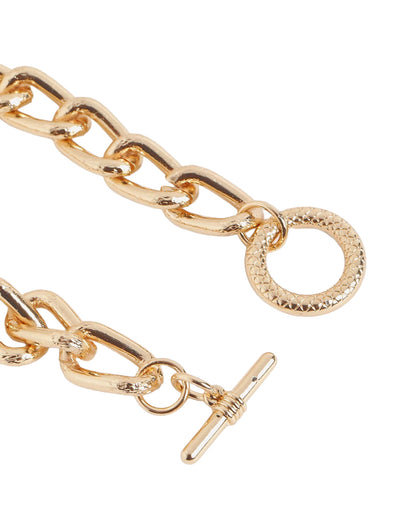 Men Gold Plated Large Cuban Link Toggle Bracelet