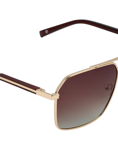 Premium Gold &amp; Brown Toned Polarised Gradient Lens Rectangle Sunglasses for women CLSW611