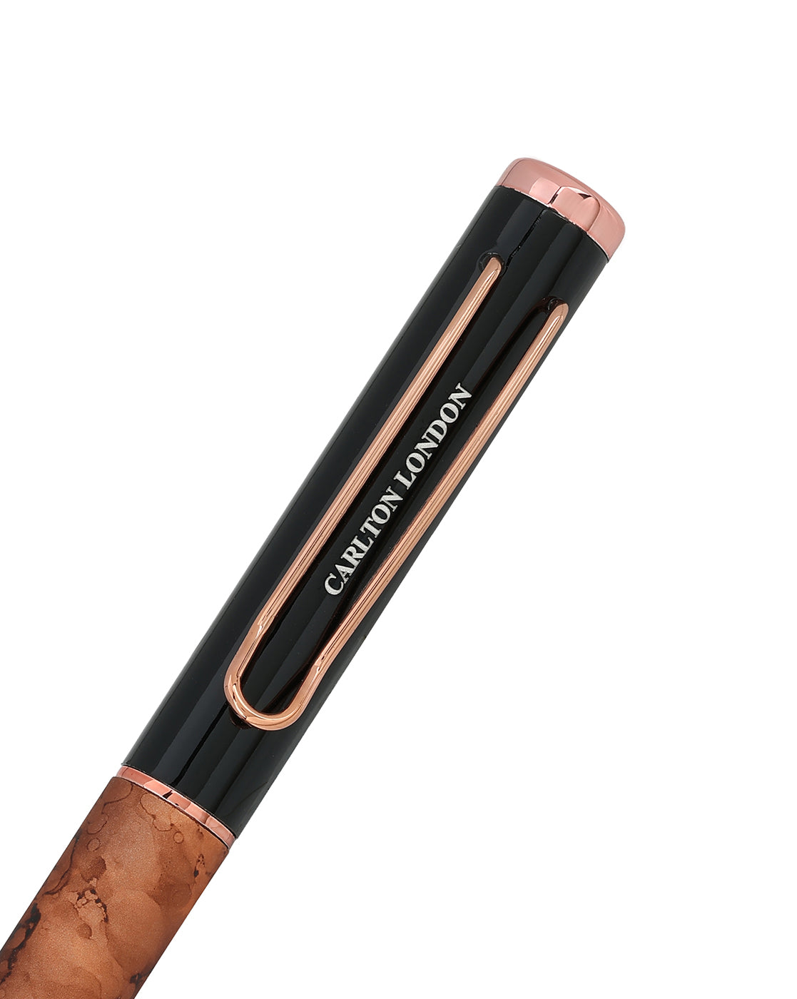 Rose Gold and Black Toned Elegant Metallic Writing Roller Ball Pen with Smooth Ink &amp; Clip
